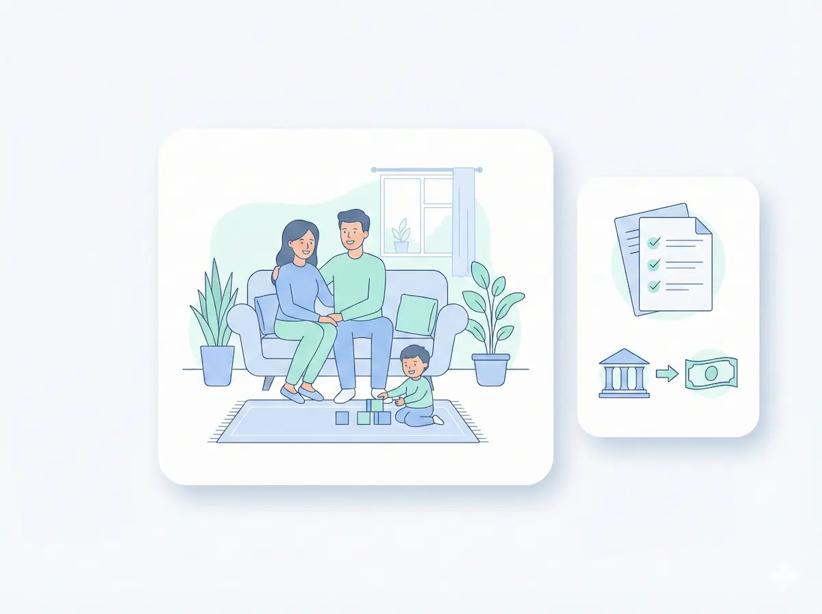 양육수당 가이드 대표이미지 – 어린이집 미이용 가정양육 아동 지원제도 안내 일러스트