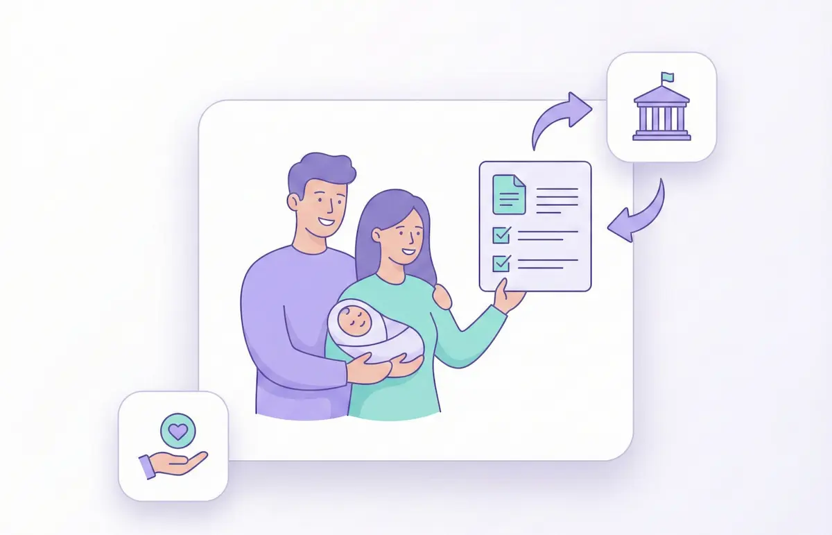 부모급여 가이드 대표이미지 – 0세 1세 영아 부모 지원제도와 지급 방식 안내 일러스트