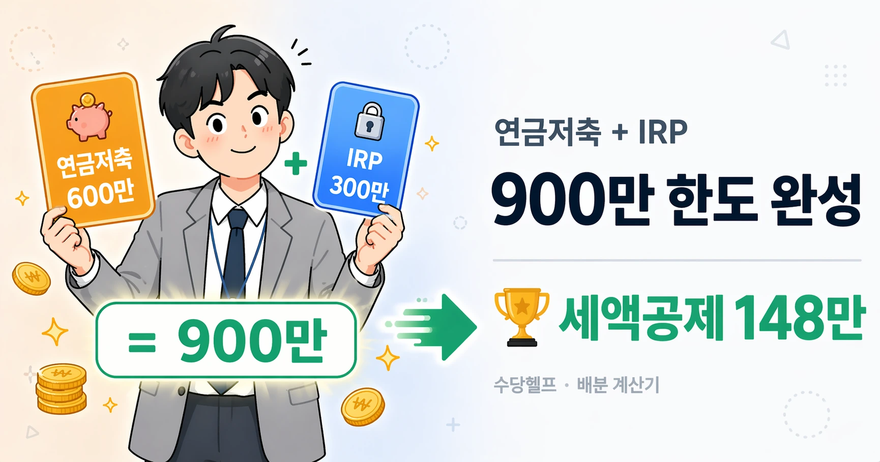 연금저축·IRP 세액공제 한도 배분 일러스트